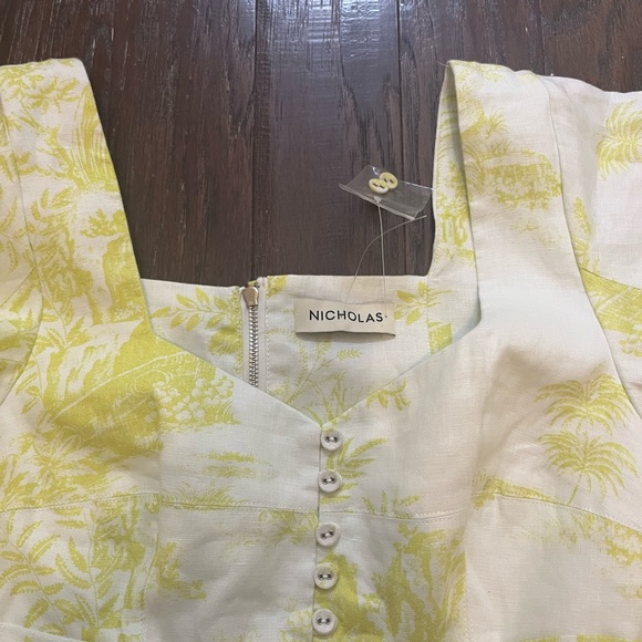 NWT NICHOLAS Yellow Toile Lydia Mini Dress Size 0 - Picture 5 of 8